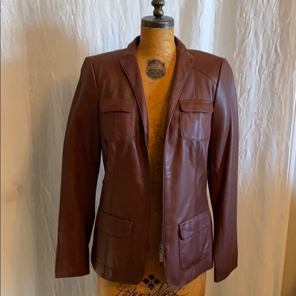 Dana Buchman “Coffee Bean” Leather Jacket - Picture 2 of 11
